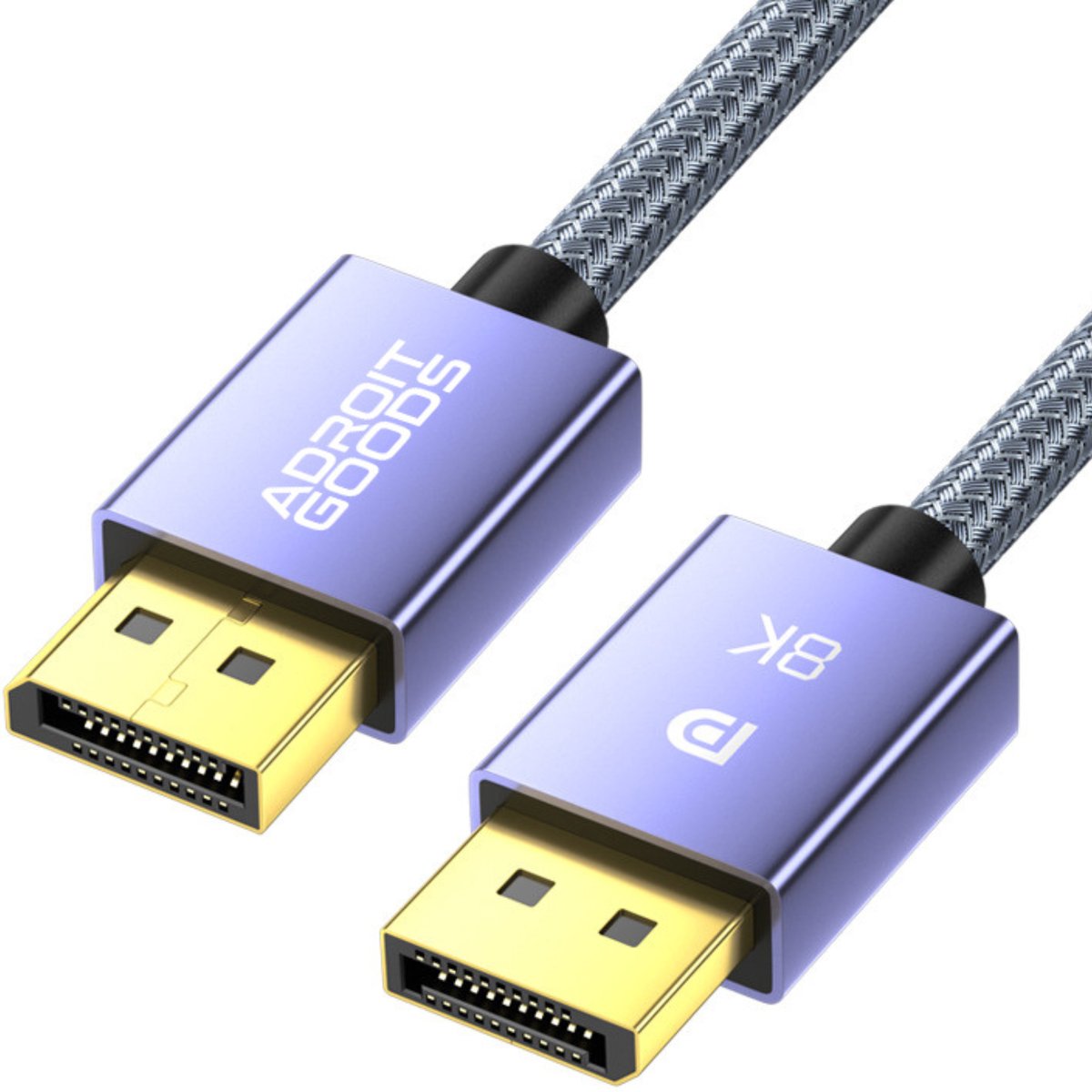 AdroitGoods DisplayPort 1.4 Kabel 8K 60Hz 4K 120Hz Ultra HD Gaming Kabel Hoge Snelheid Gevlochten Premium Kabel Voor Monitor PC Laptop TV 1,5 m
