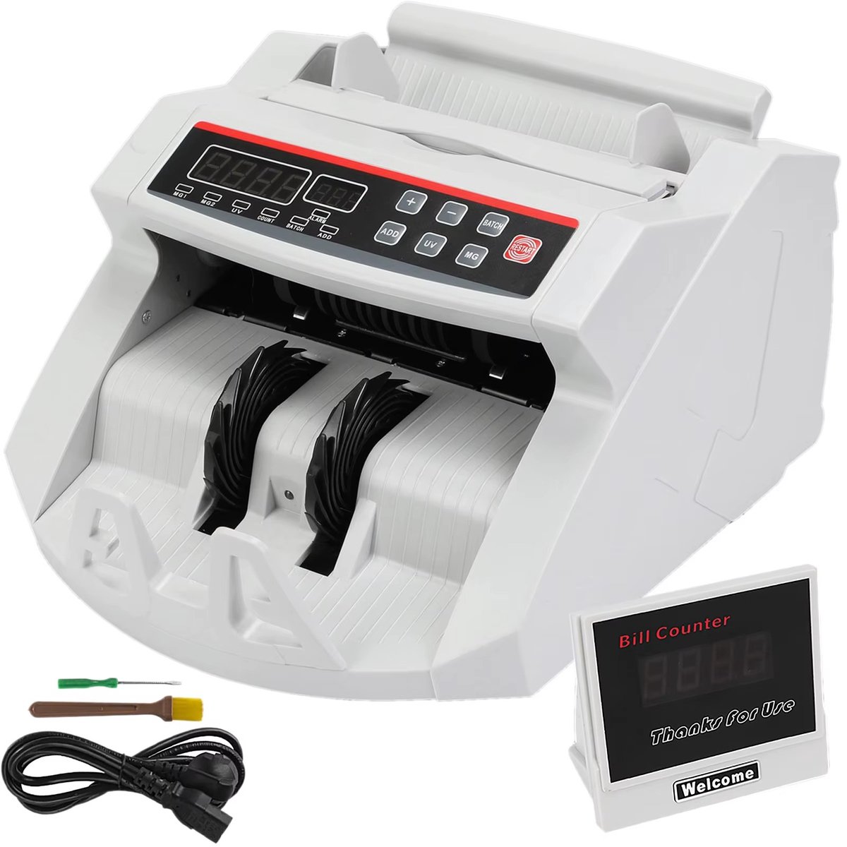 Mura Geldtelmachine - Geld teller - Biljettenmachine - Money Counter - Telmachine - Valsgelddetectie - 1000 Biljetten P/m - Wit