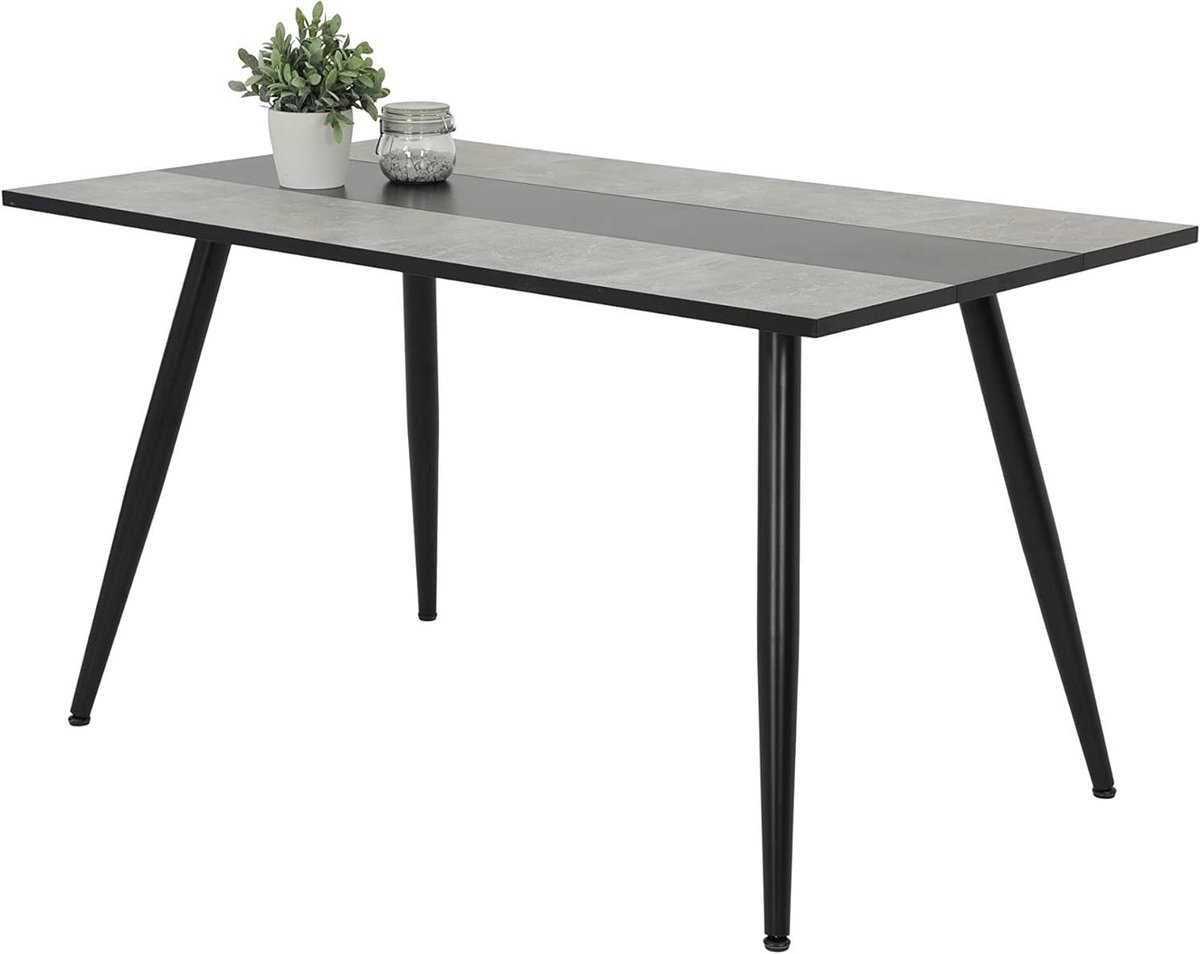 Eettafel met Vier Poten - Eettafel Betonlook - Gezellig Tafelen - Met Contrasterende Randen