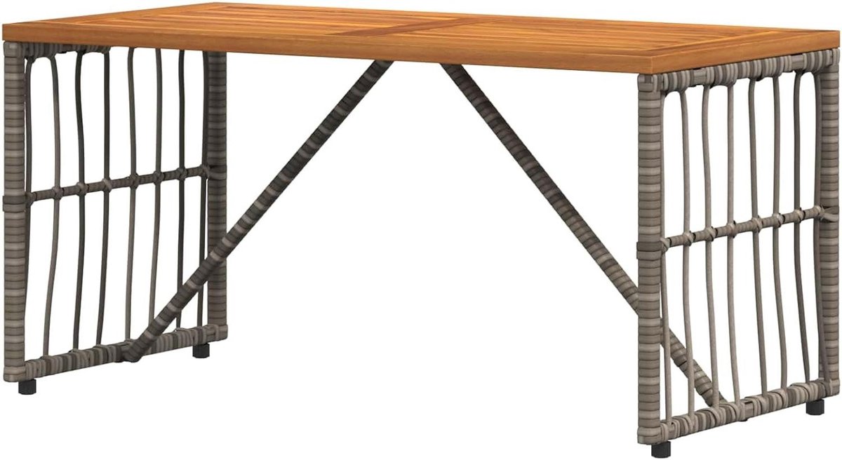 Rechthoekige tuintafel - Balkontafel Terrastafel - Buiten Zitten - Acaciahout Tafelblad - 80 x 40 x 40 cm - Staalgrijs