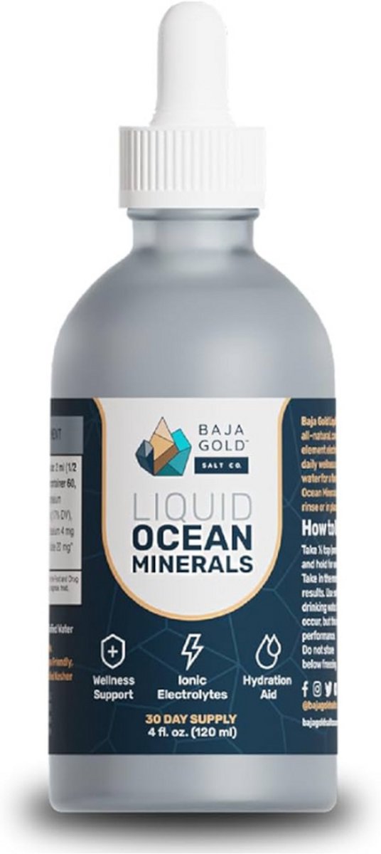 Baja Gold Liquid Ocean Minerals 120 ml – Natuurlijk Oceanisch Mineralenconcentraat met Magnesium & 70+ Sporenelementen