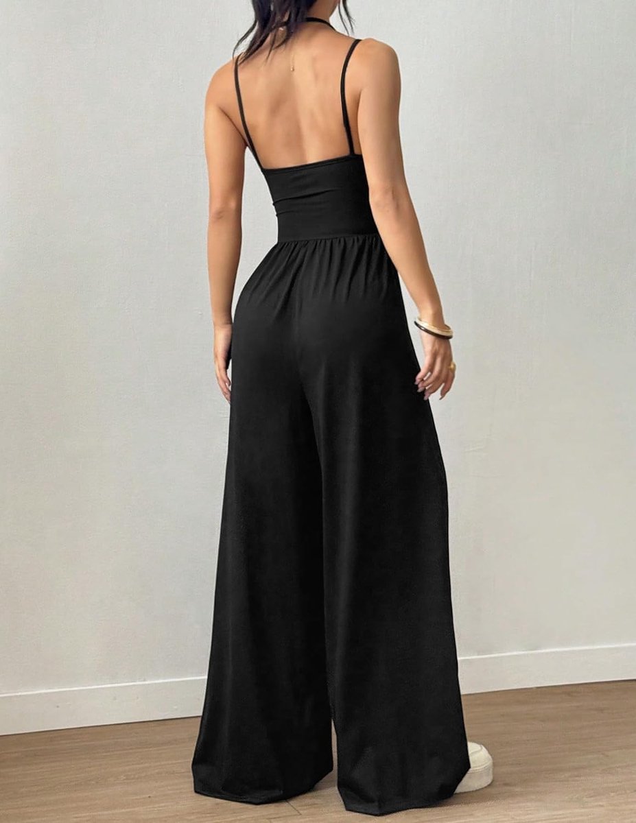 Elegante dames jumpsuit voor de zomer met blote rug, hoge taille en brede broek, perfect voor feest en strand