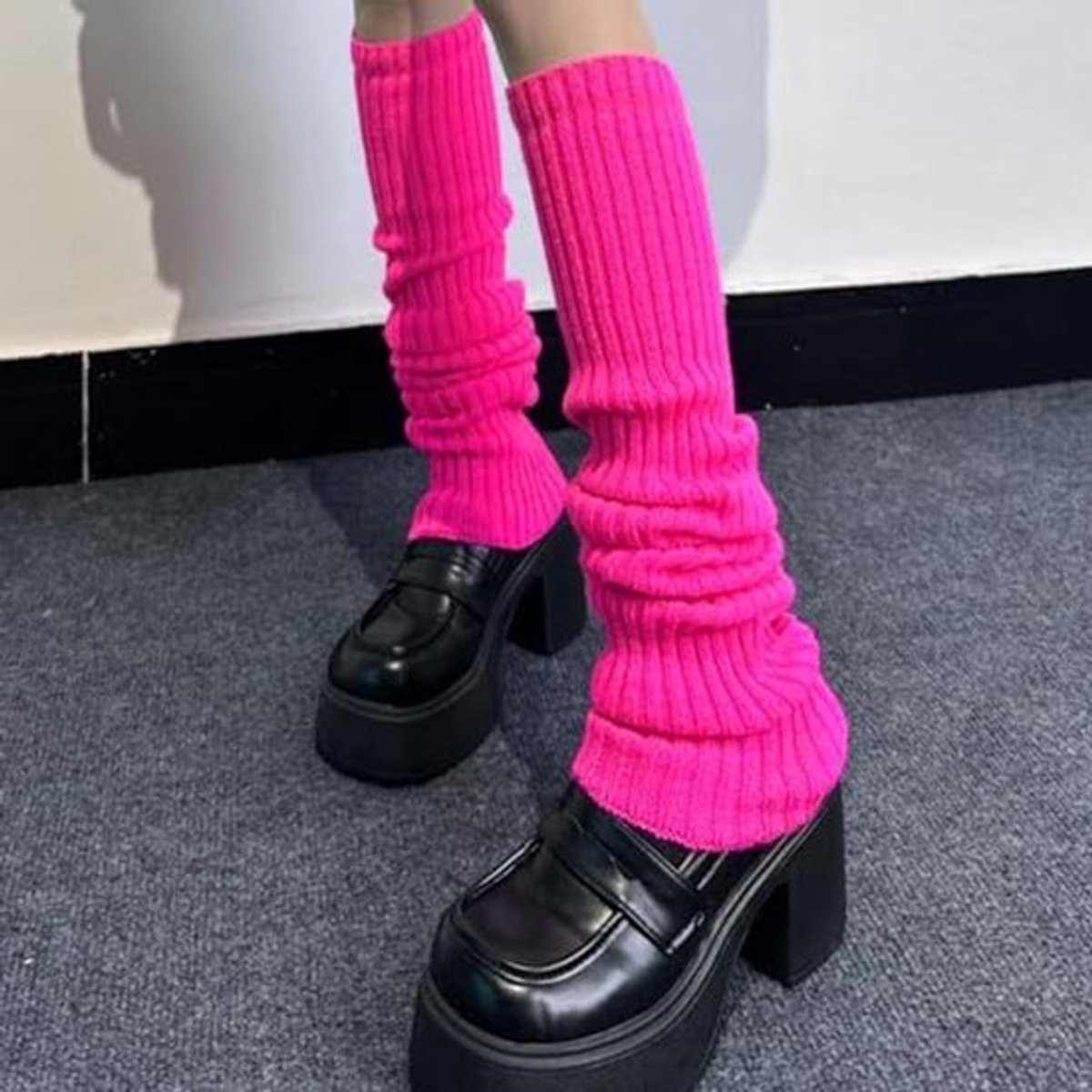 Gebreide Sokken - 2 Paar - Roze Rood - S/M - Warme Fleece Beenwarmers
