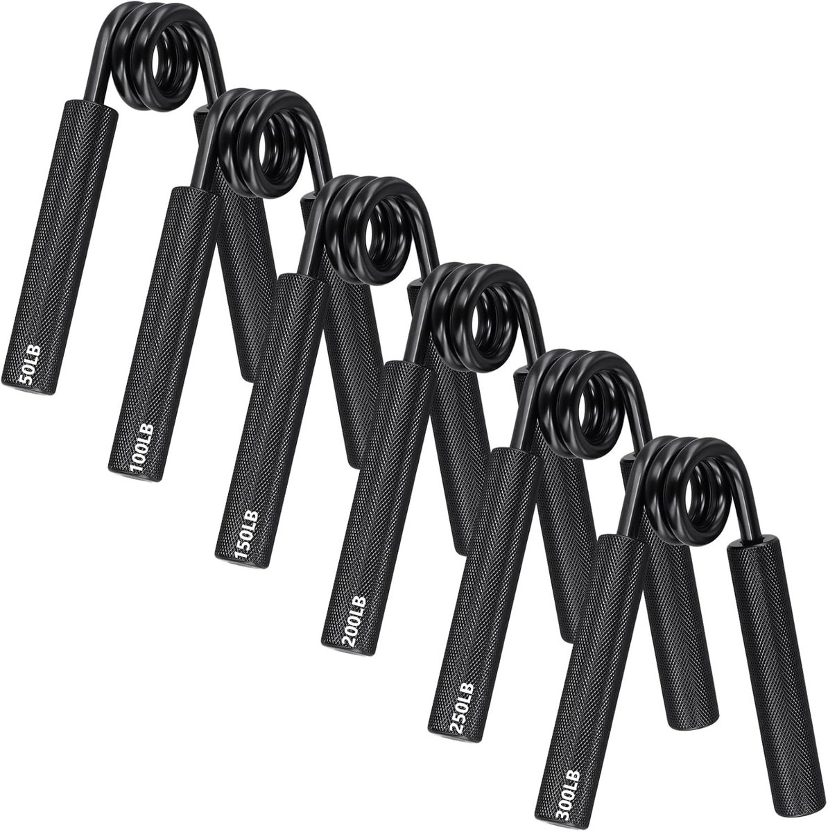 Set van 6 Handtrainers voor Gripkracht, Aluminium met Veerstaal, Ideaal voor Voorarm Training en Krachtversterking, 13.5 x 10.5 cm