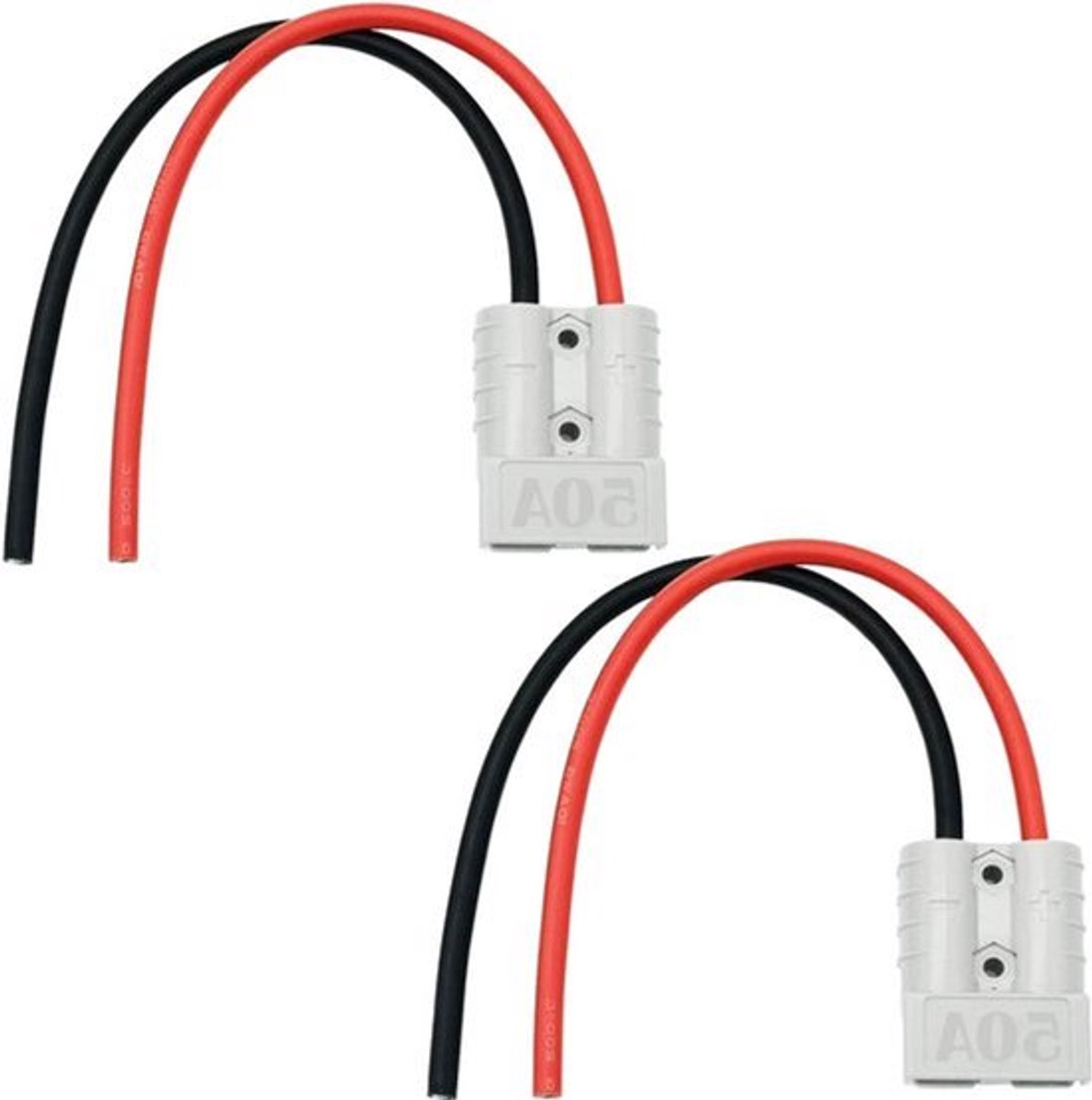 Batterijverbinding 50A Plug - Snelle Batterijconnector met 10 AWG Silicone Draad (2 Sets Grijs)