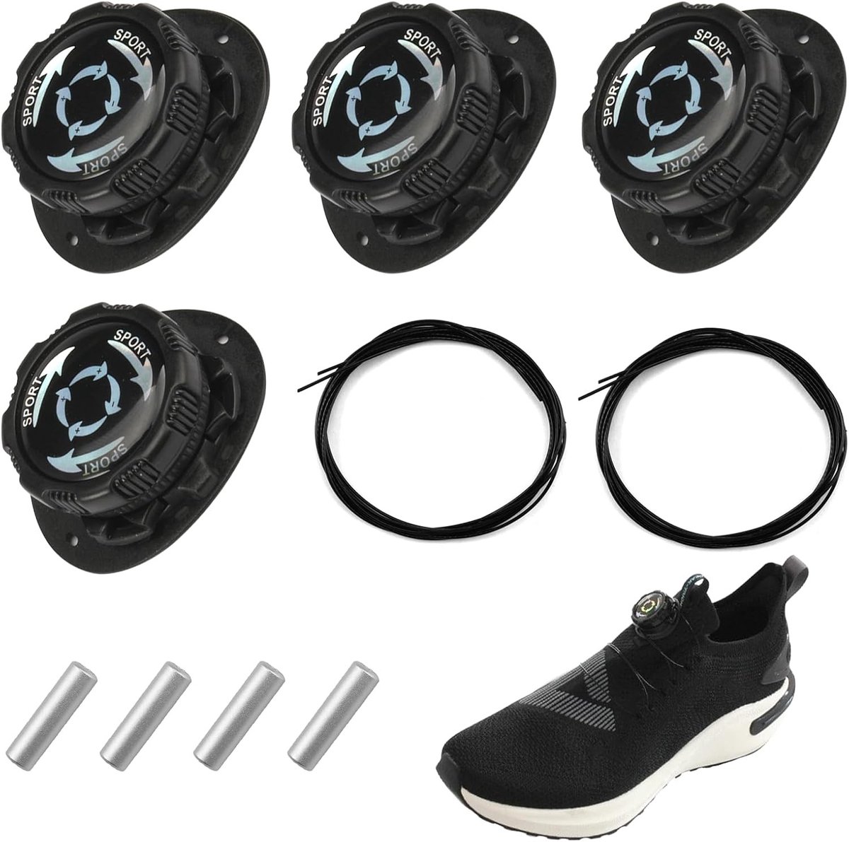 Automatische Twist Lock Veters voor Sneakers - 4 Stuks, Geen Bogen, Voor Volwassenen en Kinderen, Ideaal voor Sportieve Schoenen en Comfortabel Draaggemak