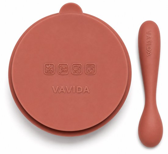 Siliconen Bakje Baby - Oudroze - Met Lepel - Zuignap - BPA-vrij - Leuk Als Kraamcadeau van Merkloos — afbeelding 2