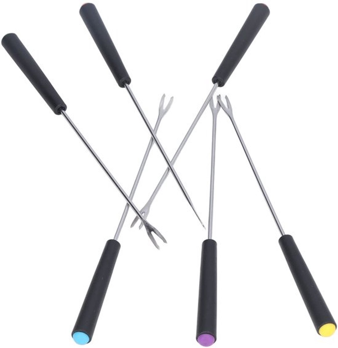 Fondue Vorken 6 Stuks - Roestvrij Staal - Lange Vorken - Antislip Grip - Voor Chocolade/Cake/Fruit - Roestbestendig - Fondueprikkers