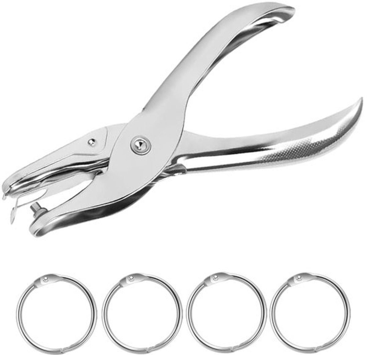 Gatenpons 3 mm - Draagbare Metalen Perforator - 4 Boekringen - Voor Papier/Wenskaarten - Duurzaam/Herbruikbaar - Eenvoudig te Bedienen