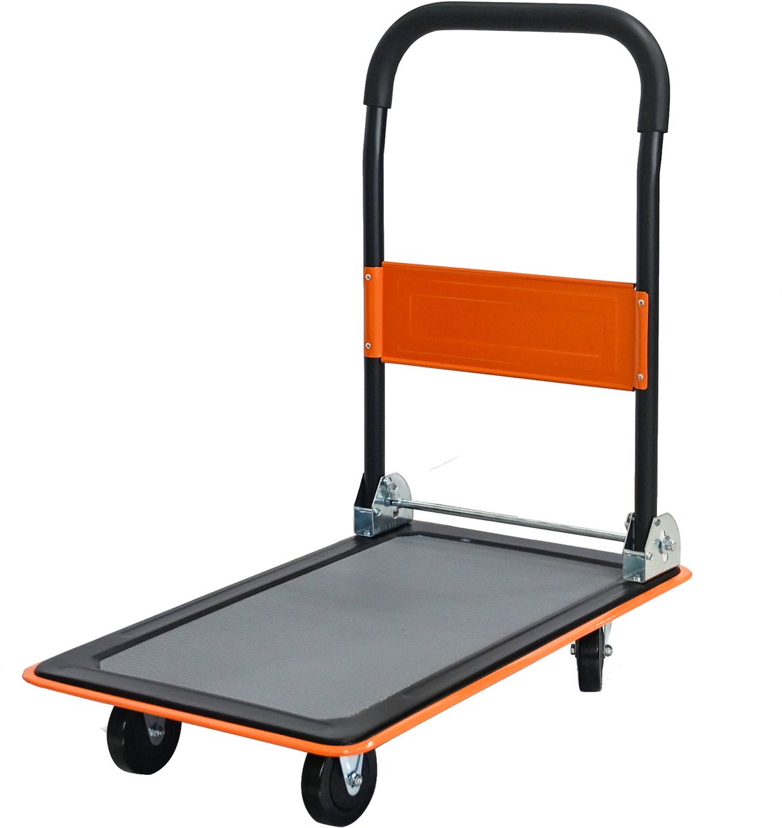 Platformwagen handwagen - 360-graden zwenkwielen - opvouwbaar - voor laden en opslag - 150 kg laadvermogen - oranje