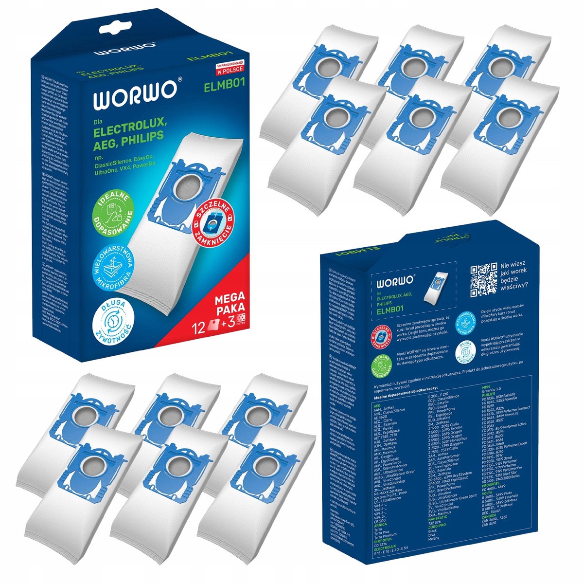 AreoSe - Stofzuigerzakken en filters voor Electrolux Philips Beko - 12 zakken + 1 filter
