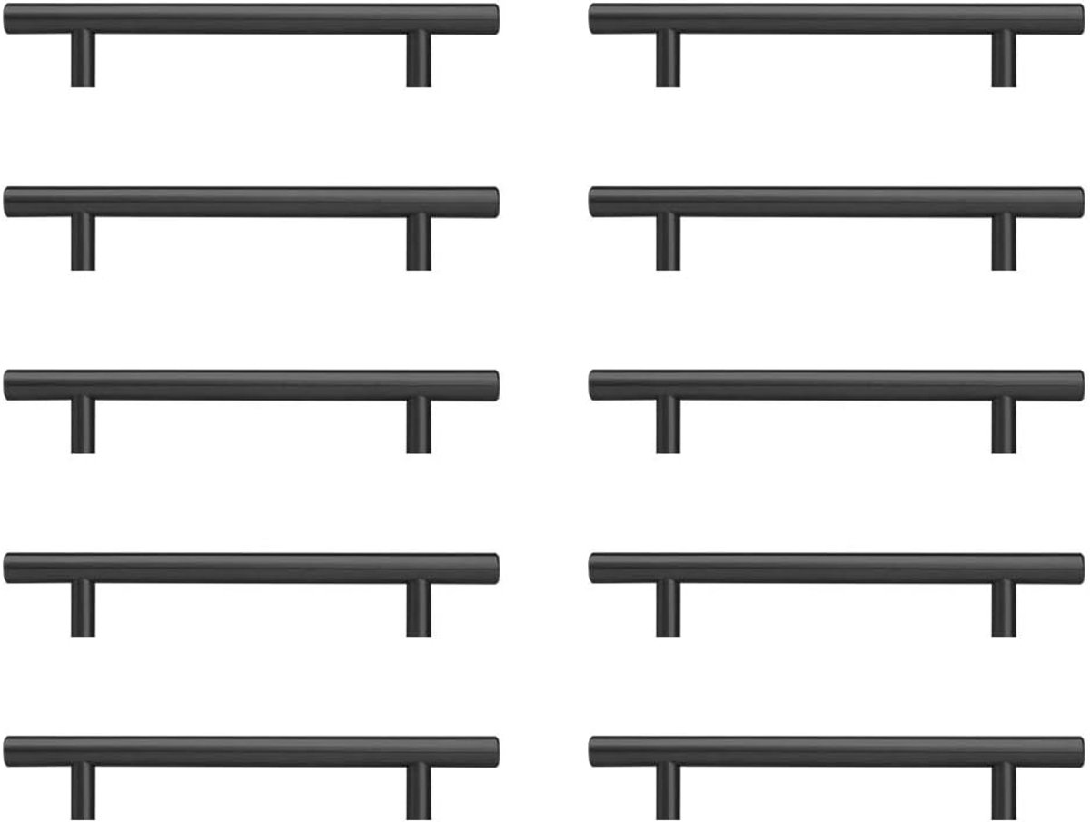 Keuken Grepen Zwarte Keukenkast Grepen 10 Pcs 128mm Roestvrij Staal Spuitverf Zwart Gat Installatie 10 Pcs