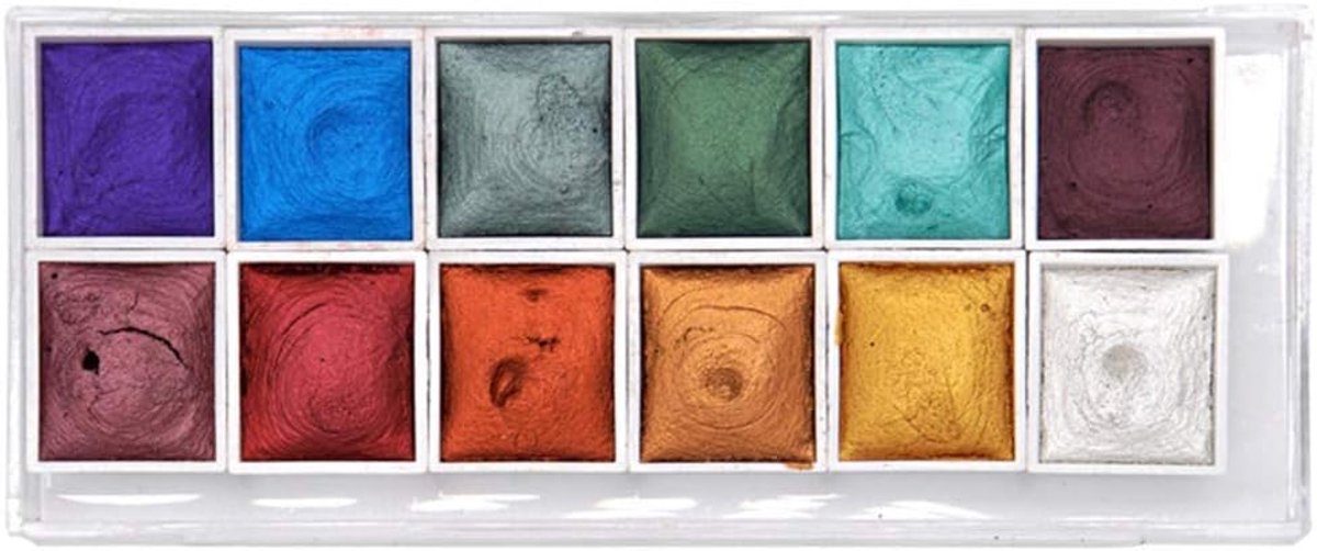 Verf Set, 12 Kleuren Professionele Aquarel Kit, Metallic Glitter Art Supplies Voor Kunstenaars