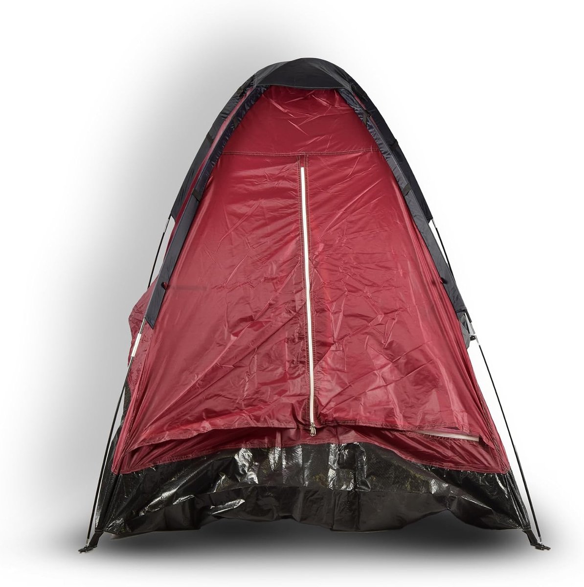 Koepeltent 2 Personen, Waterdicht met Polyethyleen Grondzeil, Inclusief 2 Glasvezelstokken & 8 Haringen, Rood, Ideaal voor Kinderen - 200cm x 120cm
