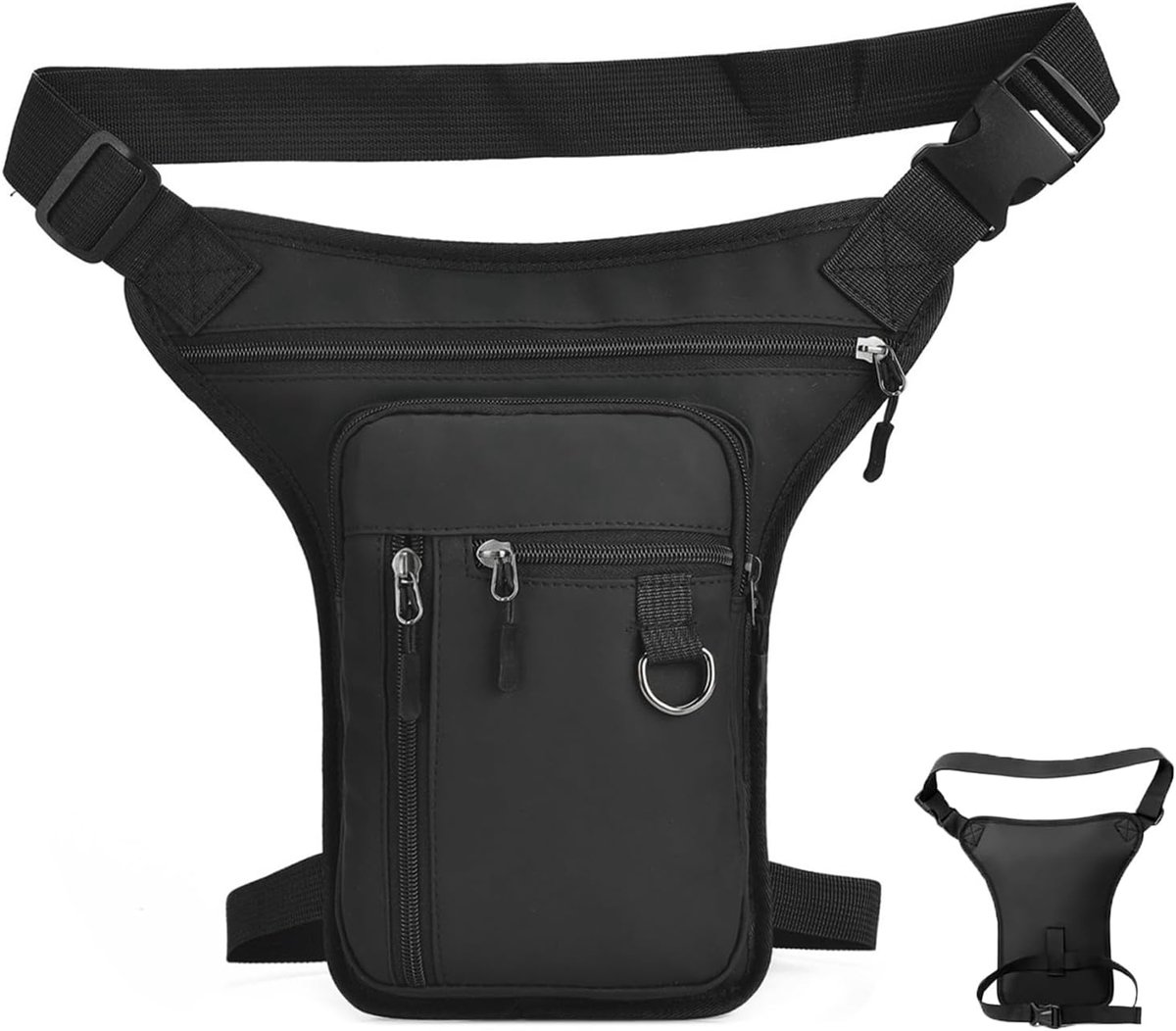 multifunctioneel, voor heren en dames, waterdichte beenzak met verstelbare riem, tactische motortas voor hardlopen, fietsen, motorrijden, sport, Zwart, Taille : 31x18x2 cm