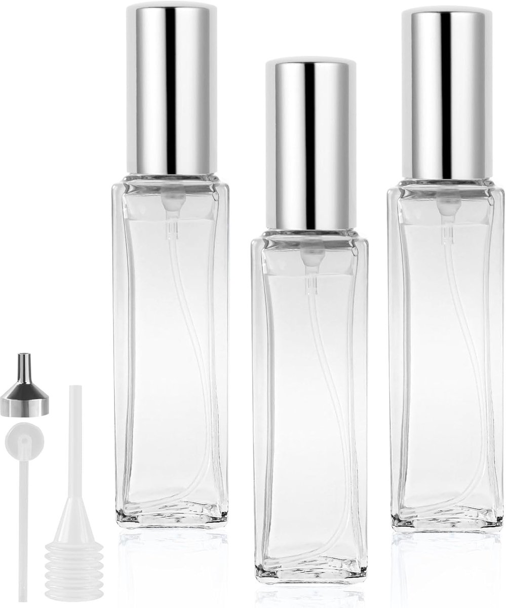 Parfum verstuiver, navulbaar, mini-parfum, vulflessen, lege helderglazen parfum verstuiver spuitflessen, draagbare verstuiver met fijne nevel voor dagelijkse zakenreizen, 20 ml 3 stuks
