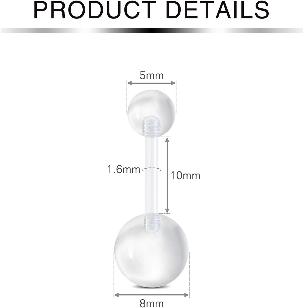 incaton Doorzichtige navelstaafhouder - flexibele plastic buikbeugel voor zwangerschap (10 mm/12 mm/14 mm/16 mm/18 mm) navelpiercing zwangerschaps- en postpartum buikring