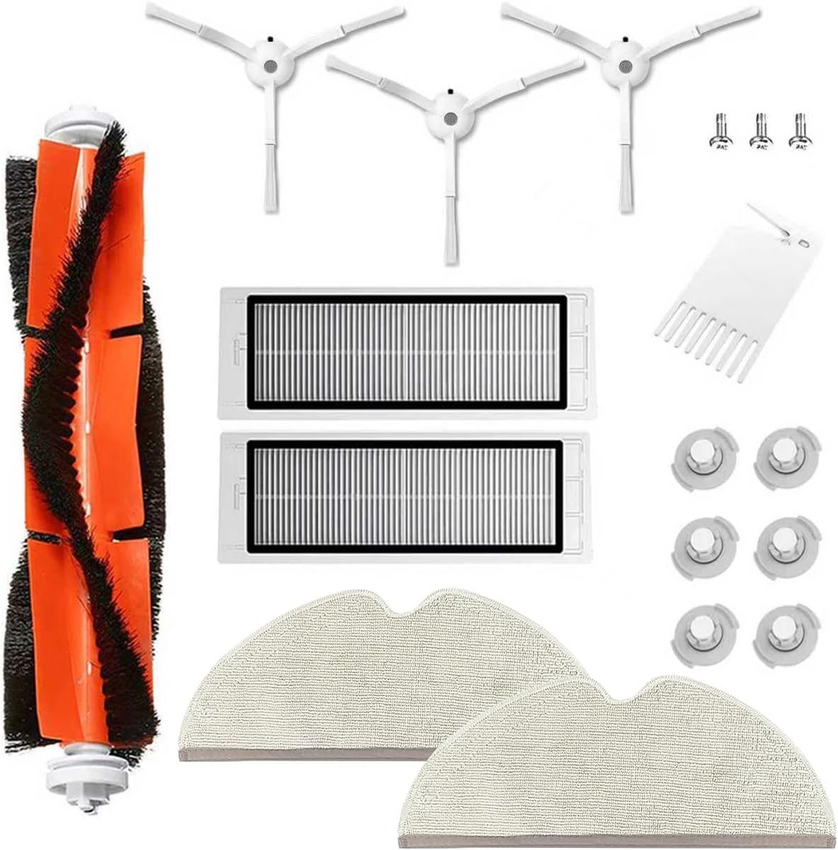 Accessoires voor Roborock robotstofzuigers, vervangstukken compatibel met Roborock S50, S51, S55, S5 max, S6, S60, S65, HEPA-filter, hoofdborstel, doekjes, zijborstel - 18-delig