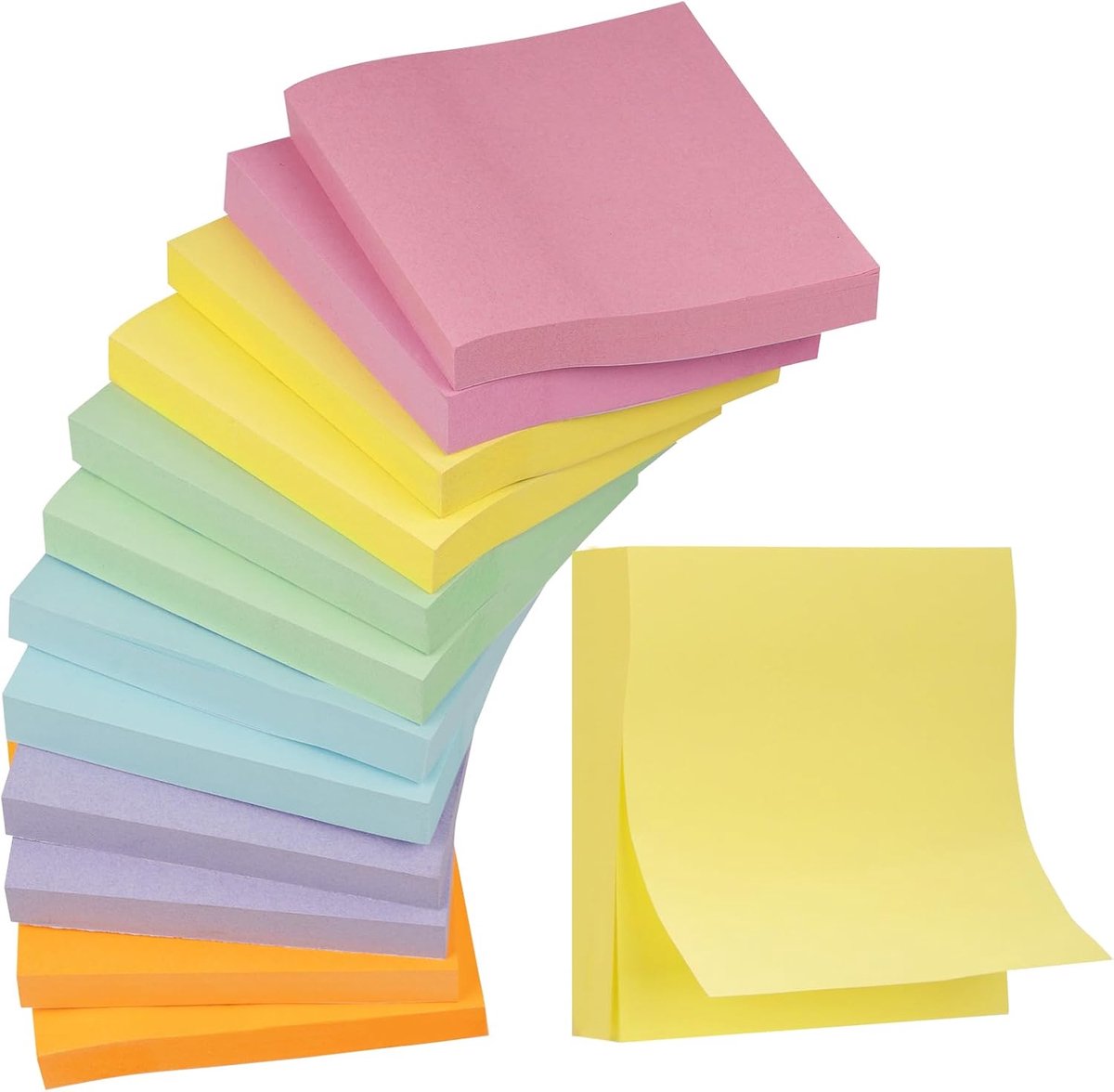 Zelfklevende notitieblaadjes, 76 x 76 mm, kleurrijke zelfklevende plakbriefjes, sticky notes voor het markeren van pagina's voor kantoor, studie, thuis (6 kleuren)