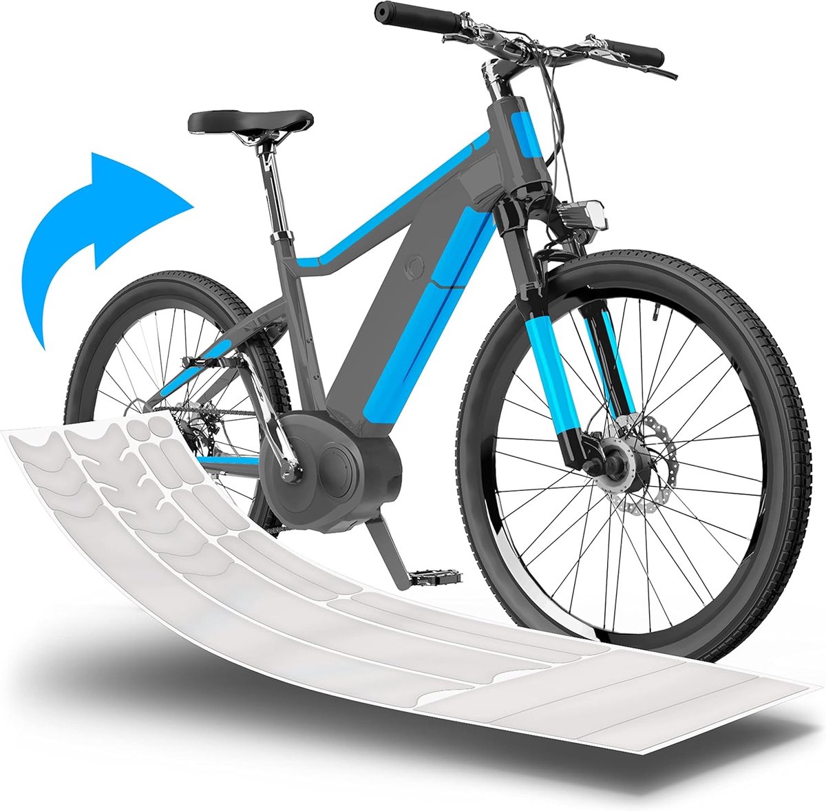 uProtect E-bike Lakbeschermingsfolie voor e-bike, pedelec, elektrische fiets, MTB enz. - 21-delige frameset tegen steenslag