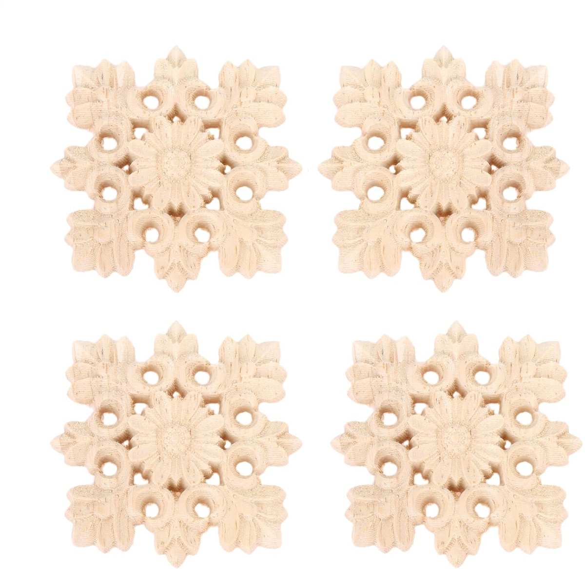 Hout Gesneden Hoek Onlay Applique Frame Meubilair Ambacht Ongeschilderd 6x6cm
