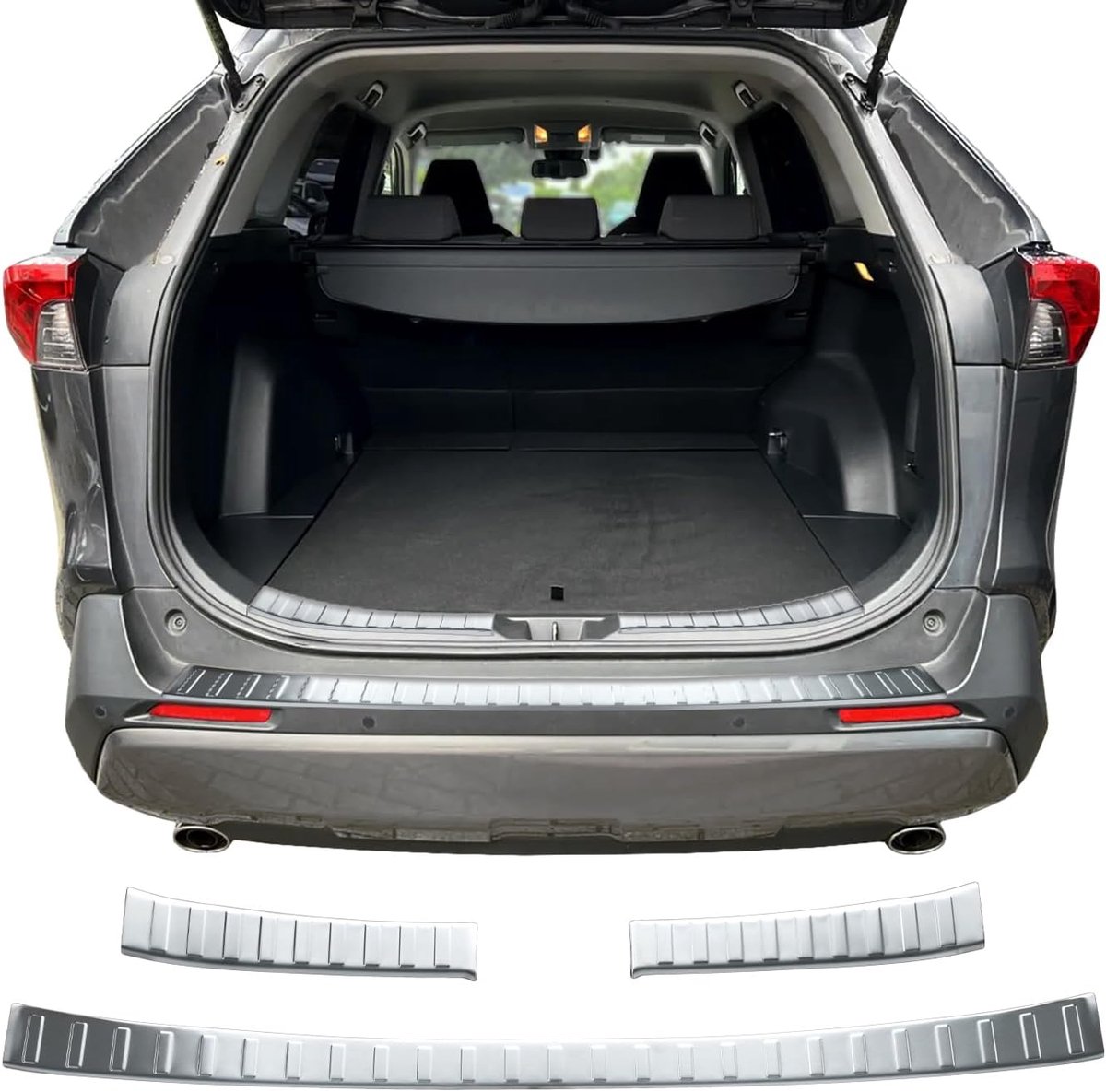 Bumperbescherming roestvrij staal mat geborsteld met textuur - compatibel met Toyota Rav4 V - BJ vanaf 2018 - Styling en bescherming voor de bumper