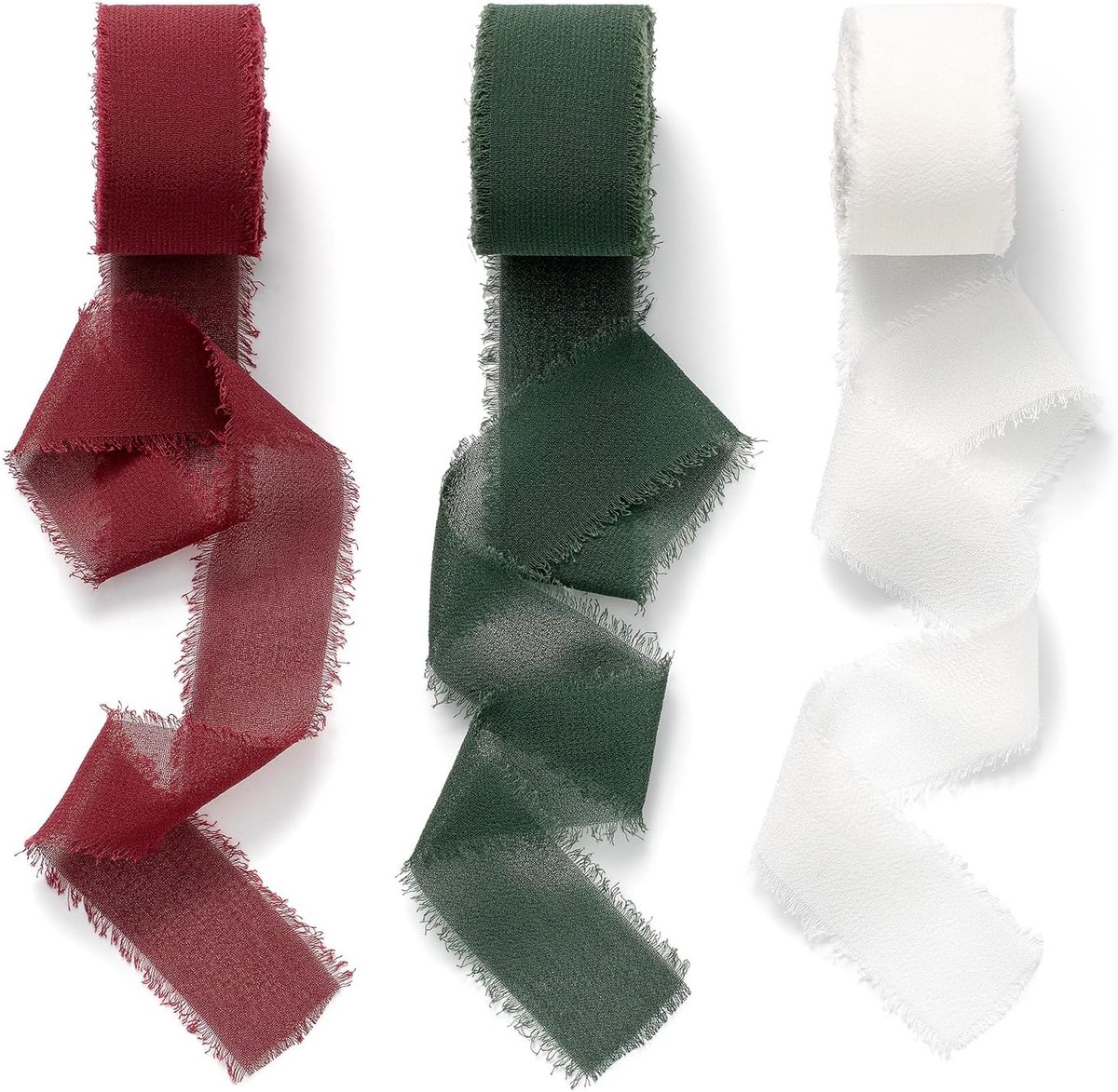 Lint cadeaulint bruiloft chiffonlint | Chiffonlint als lint en cadeaulint voor bruiloft, 2,5 cm x 18,9 m, stoffen lint met franjes voor feestelijke decoratie