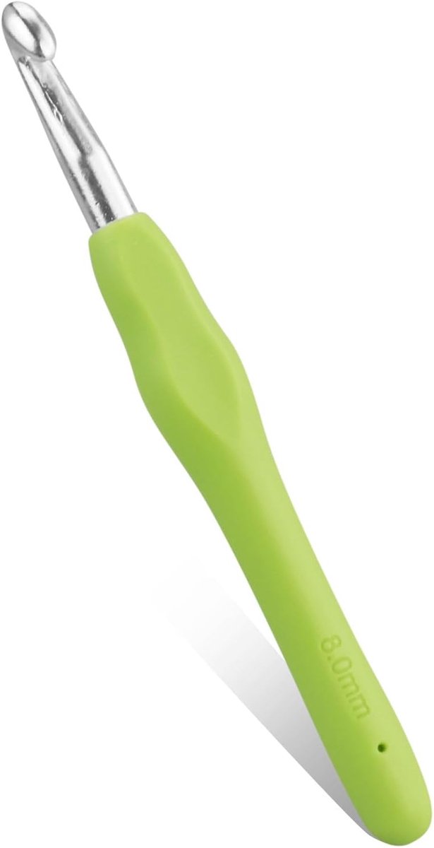Haaknaalden, 8 mm, kleurrijk, breien, haaknaaldenset met ergonomische softgrip, perfect voor beginners en ervaren haakliefhebbers