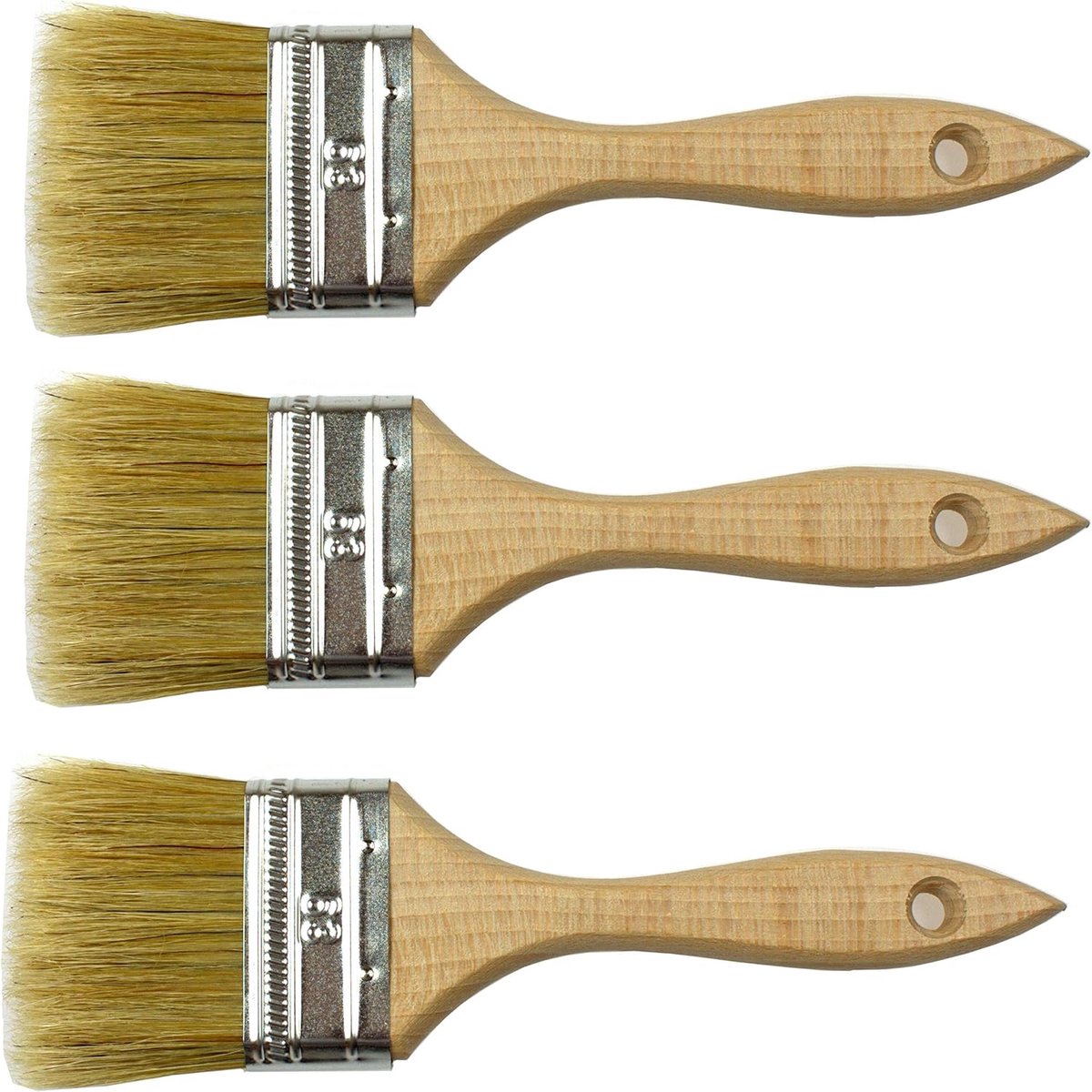 Platte penselenset - Professionele multifunctionele platte verfborstel - goed voor muren, plafondverf, hek, schuur en terrasplanken - deurpenseel - 3 stuks maat 63 mm)