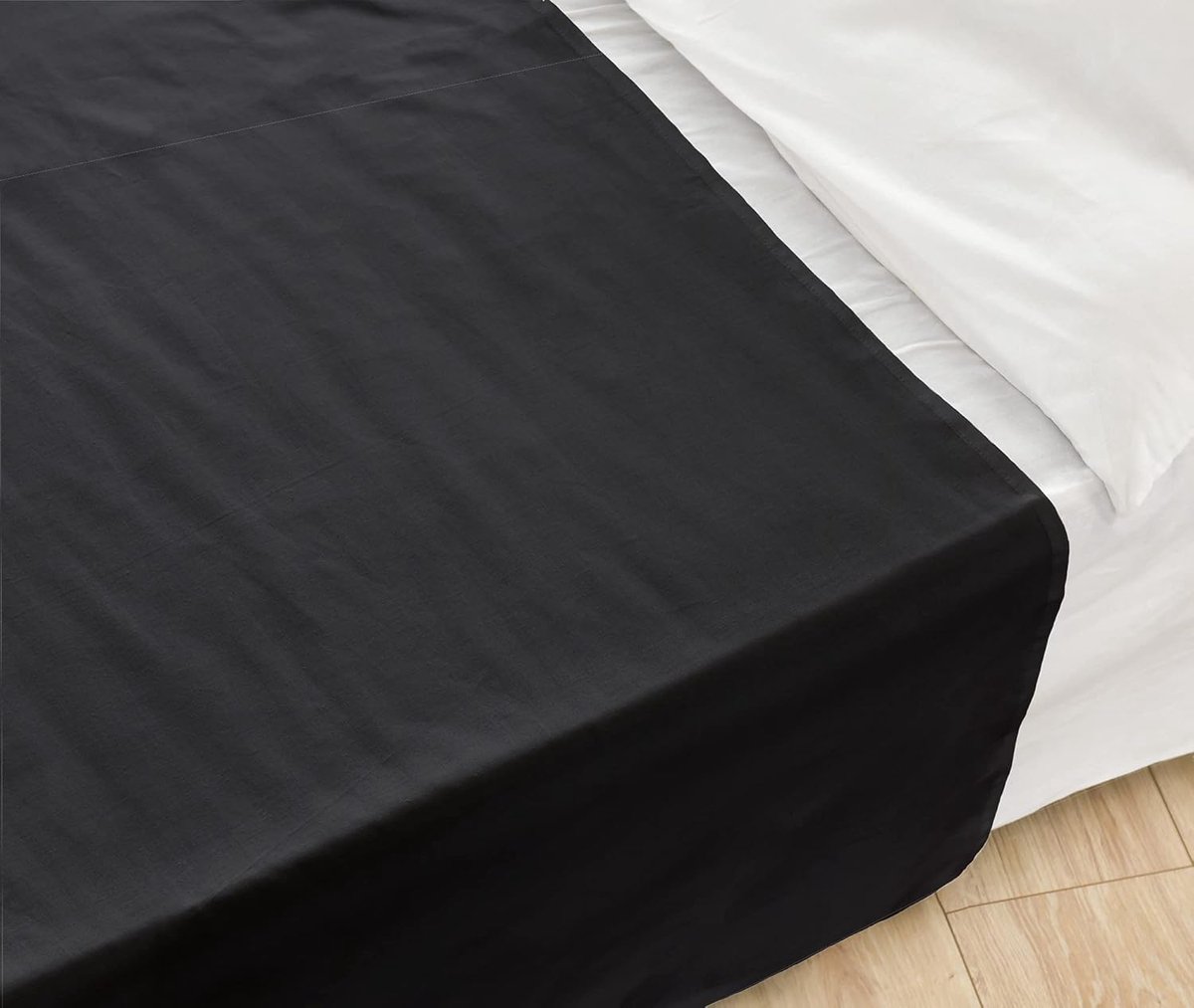 Basic bedlaken - zacht en onderhoudsvriendelijk laken van 100% katoen zonder elastiek, huisdoek, vele maten en kleuren, maat: 150 x 250 cm, zwart