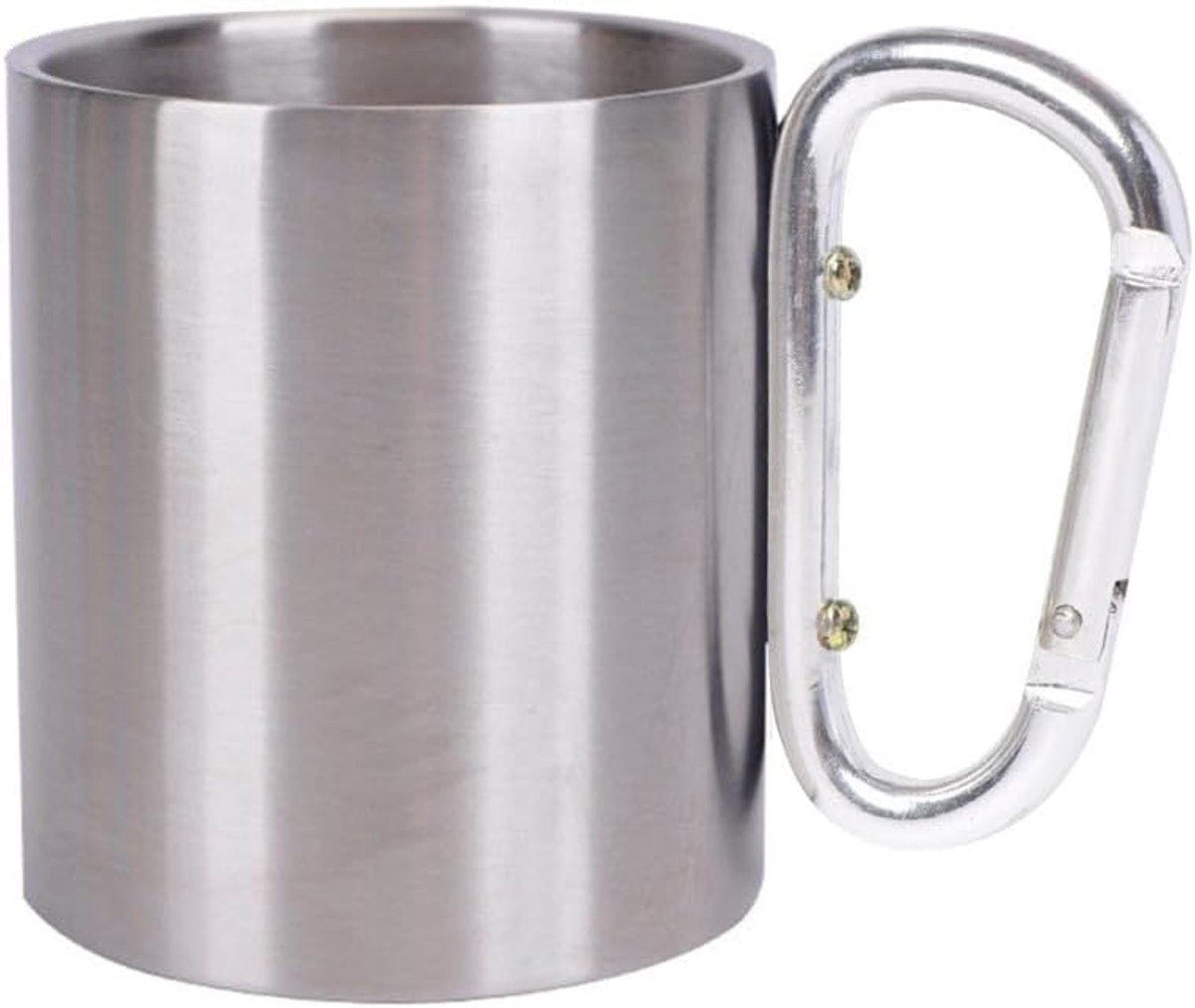 Roestvrijstalen karabijnhaak mok, dubbelwandige campingmok, draagbare metalen beker met karabijnhaak handvat voor outdoor camping reizen bergbeklimmen (300 ml
