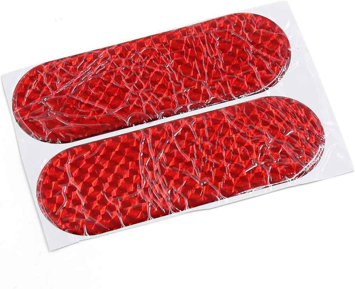sourcingmap 12cmx4cm Auto Buitenkant Reflector Sticker Reflecterende Sticker Rood 2 stks