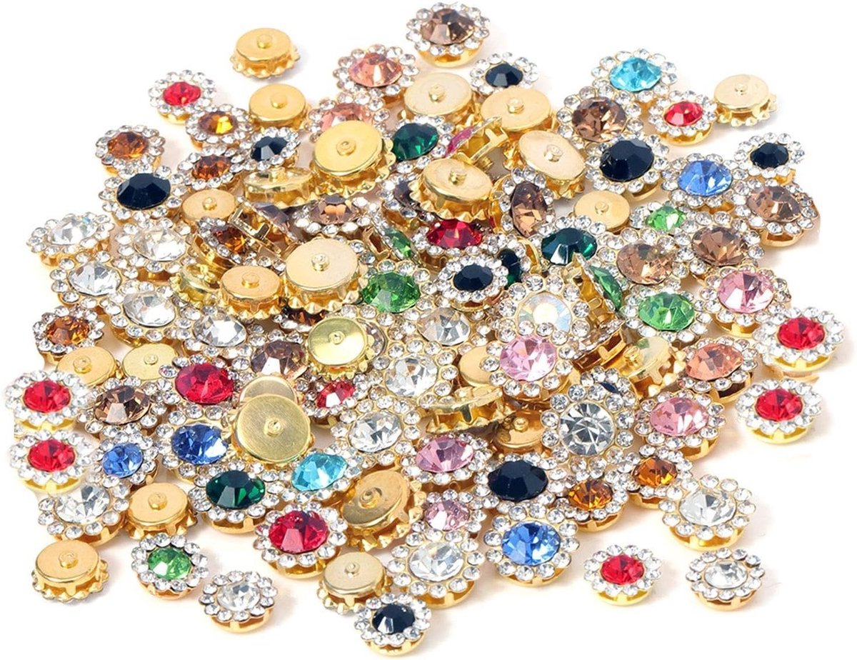 200 stuks ronde strass-steentjes in bloemenvorm, strass-steentjes om te naaien, doe-het-zelf sieraden, kledingaccessoires, glinsterende strass-steentjes, strass-knopen