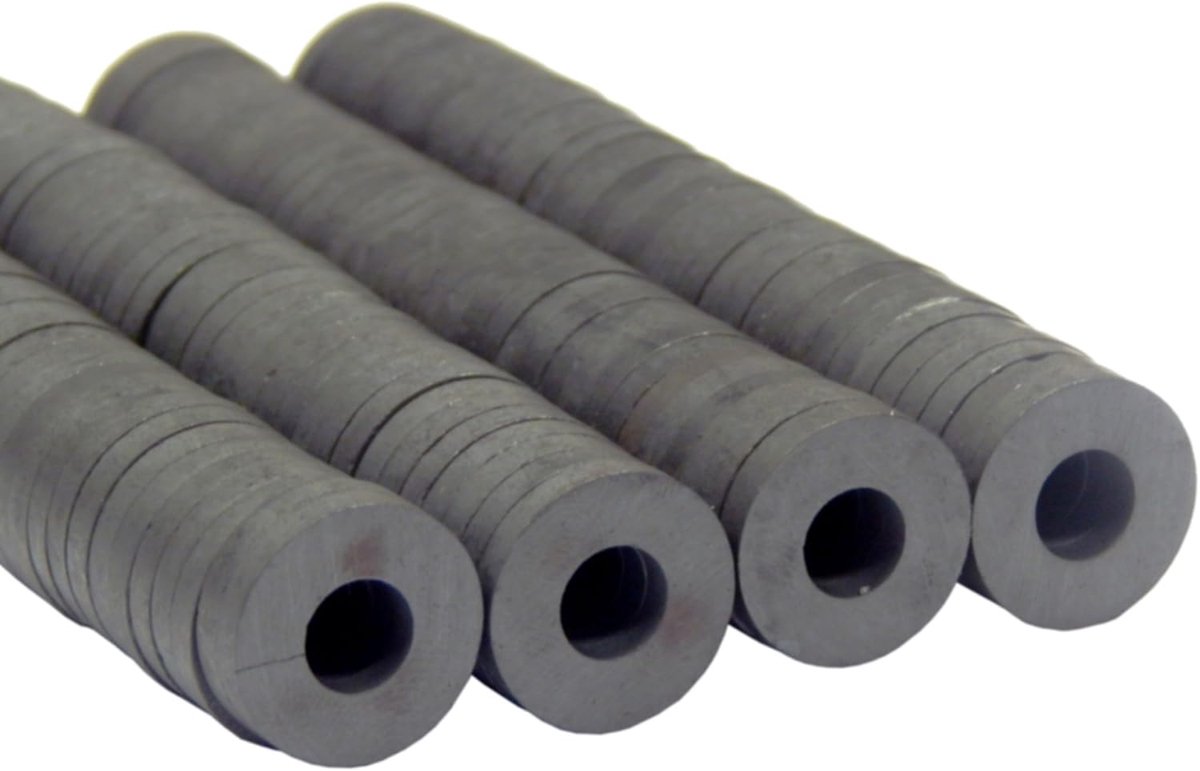 Magneten, ferrietmagneet, 17 mm x 3 mm, knutselen, knutselen, decoratie, knutselaccessoires, magnetisch, donutvorm, zwart, 100 stuks