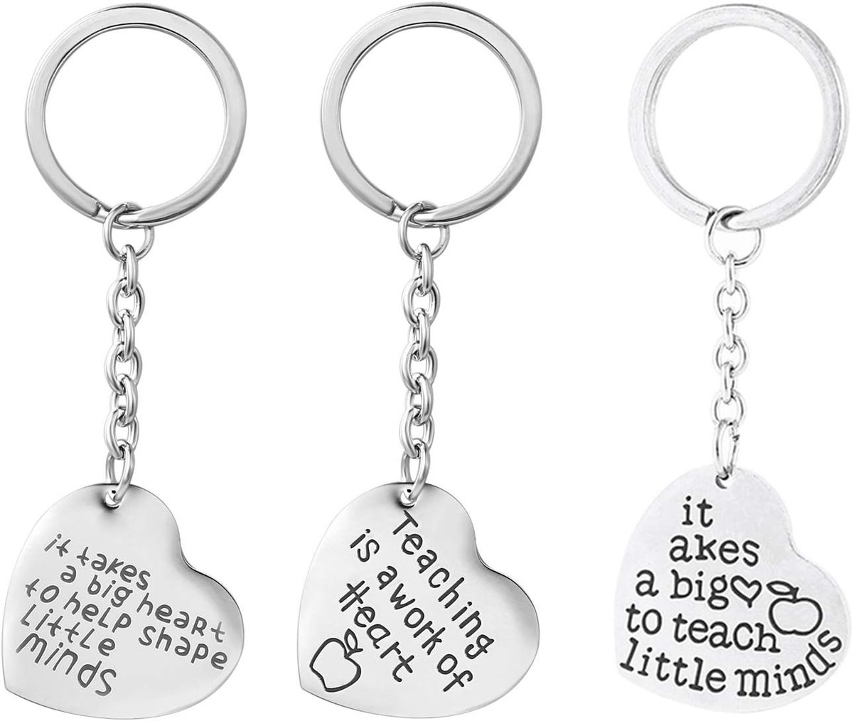 Sleutelhanger voor heren, moeder, leraar, roestvrij staal, zilver (1/3 stuks), Eén maat, Roestvrij staal
