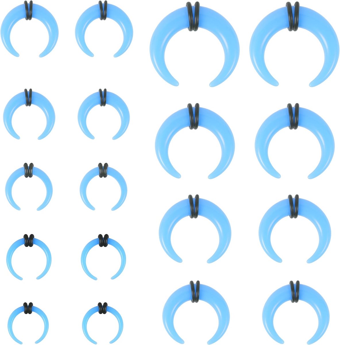 9 paar pincher taps toelopende septumringen, acryl buffelhoefijzer stretcher expander piercing kit voor het strekken van pierced neus oor gauge 9 maat 14G - 00G