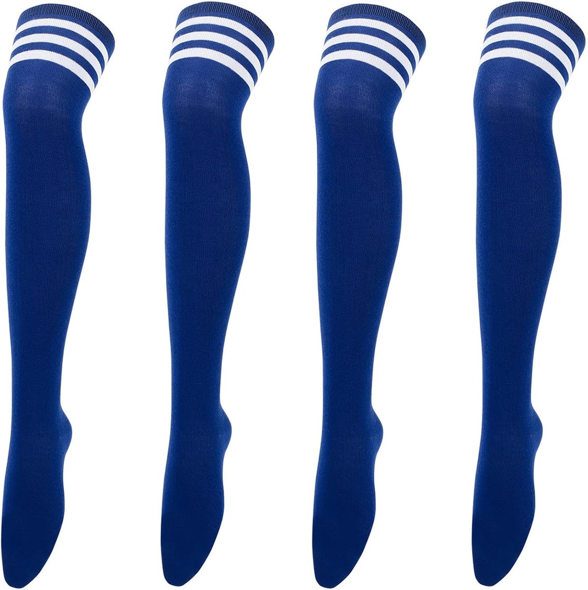 2 stuks Vrouwen Over Knee Dij Sokken, Drievoudige Strepen Hoge Panty Lange Kous, Zachte Stretch Laars Sok Beenverwarmer Sokken voor Dagelijks Dragen, Cosplay