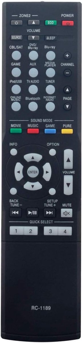 RC-1189 Afstandsbediening Vervangen voor Denon AV Receiver AVR-X1100W AVR-X1200W AVR-X1300W