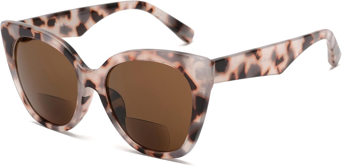 Klassieke bifocale leesbril, extra groot, Cateye stijlvolle zonnebrillezer voor dames