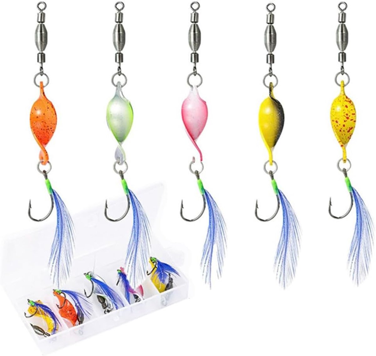 forelaas, forel, uv 3g, spinner, forelset, twister visaccessoires, forel, CuiCanfla forelaas met rolling swivels, knipperend forelaas, forellepelset, 5 stuks in doos