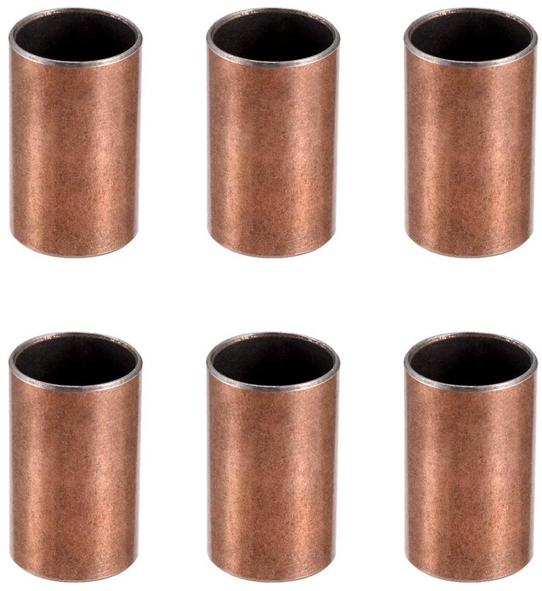Lagers 16 mm boring 18 mm buitendiameter 30 mm L omwikkeld olieloos bus 1630 (16*18*30) Verpakking van 6 stuks.