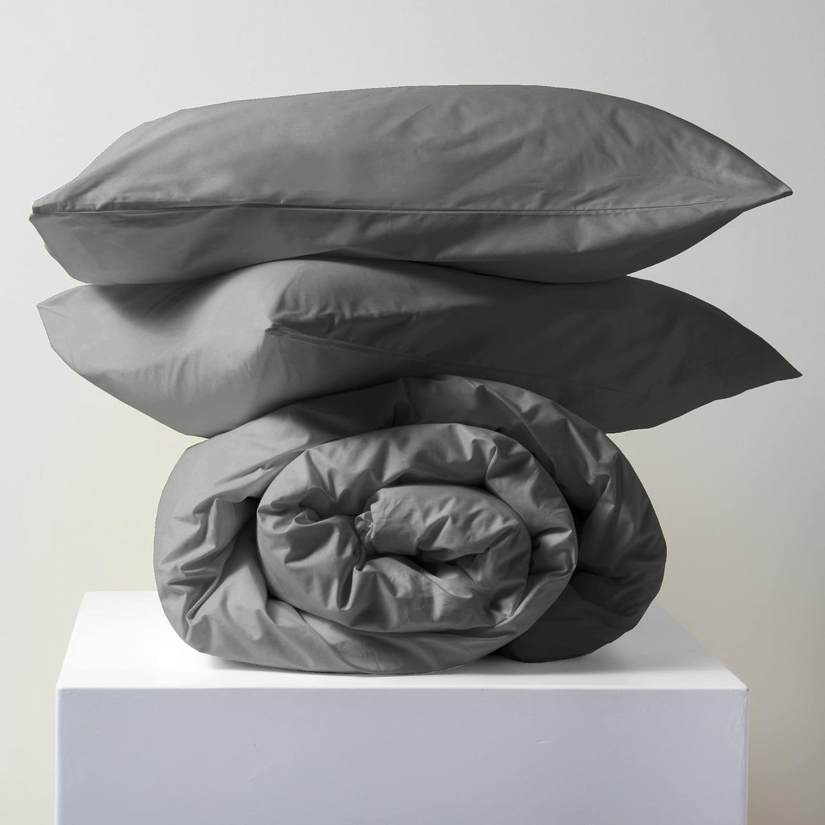 Beddengoedset voor Frans bed, van hoogwaardig katoen, Made in Italy, dekbedovertrek 200 x 240 cm + 2 kussenslopen 50 x 80 cm, effen, patroon: Tortona, Grisaglia