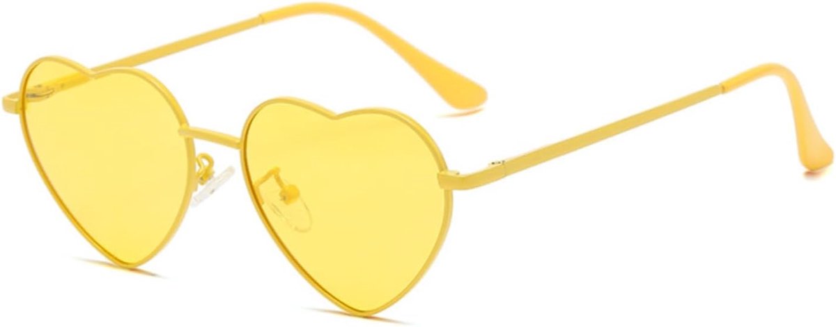 hartvormige zonnebril voor dames, vintage metalen frame, leuke glazen voor feestjes en festivals
