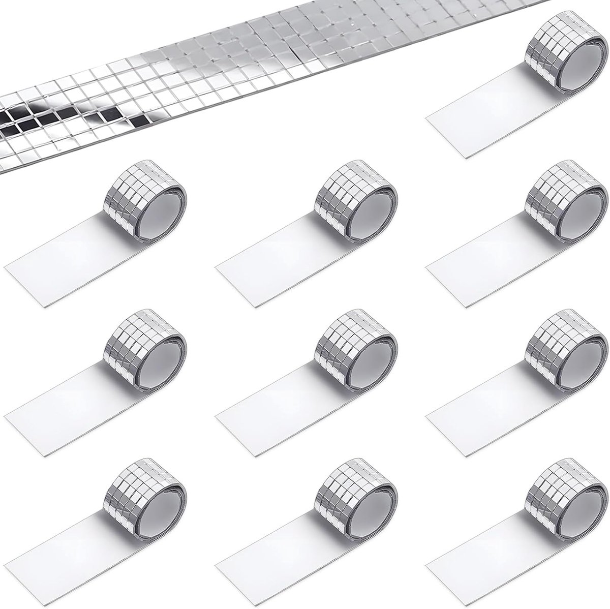 Mozaïektegels, glazen spiegelwandstickers, vierkante glasmozaïekstickers, mini-spiegelstickers voor doe-het-zelf discoparty-doe-het-zelf-decoratie (5 x 5 mm