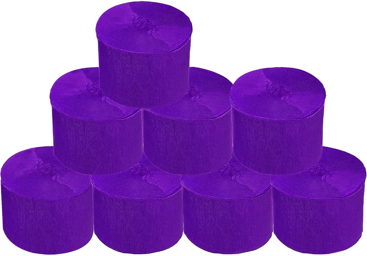 8 Rollen Paarse Kreppapier Streamers, Bruiloft Verjaardag Babyborrel Halloween Feestdecoratie, Regenboog DIY Benodigdheden, Woonkamer Slaapkamer Decor