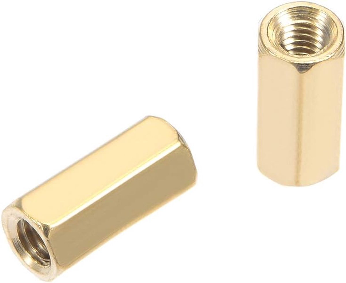 sourcing map 25 stuks afstandhouder afstandbouten M3 x 8 mm binnenzeskant messing 60pcs Hex M3x5x10mm Gold Tone