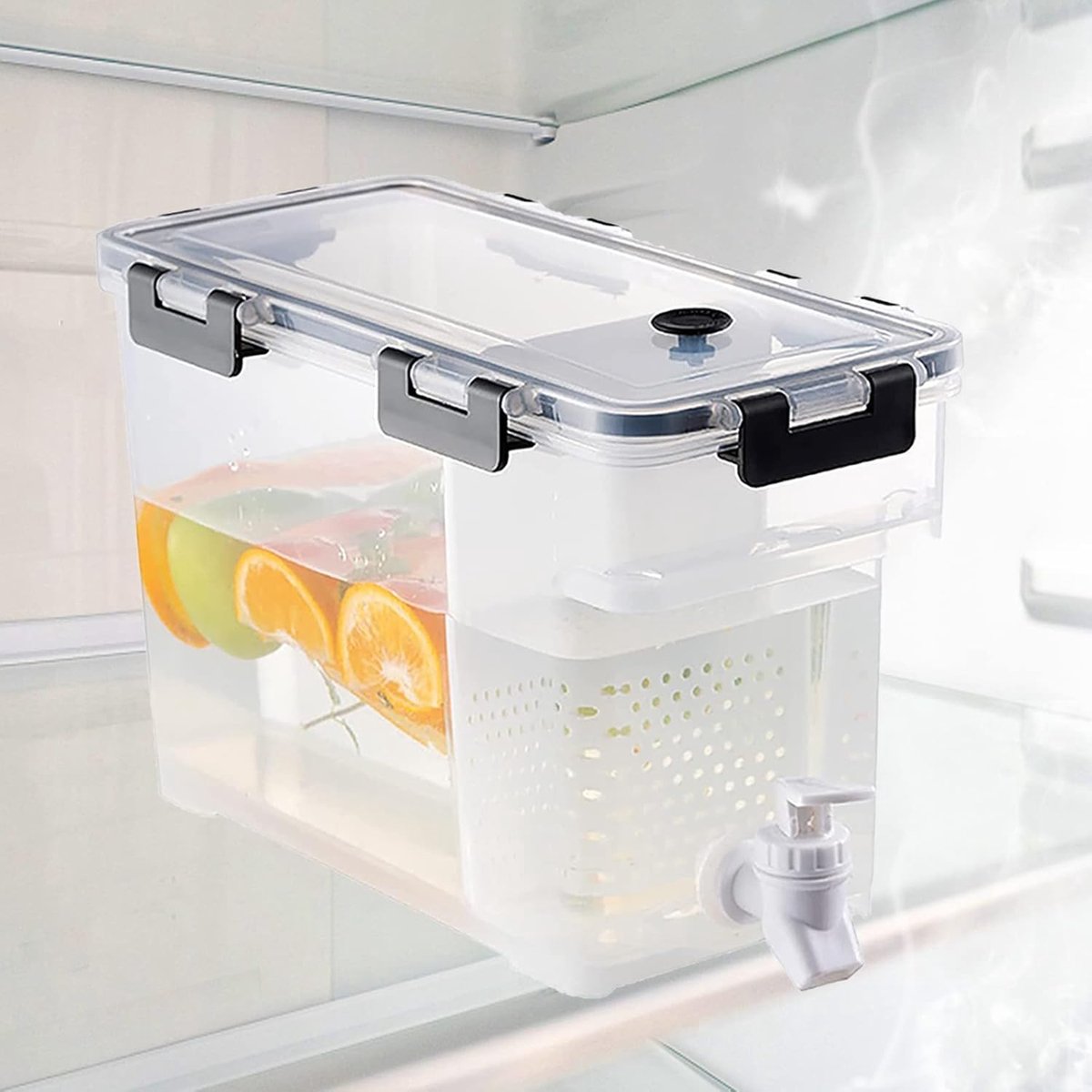 Drankdispenser 3,5 l voor koelkast, drankdispenser met waterkraan, ijswatertank voor zomer, koud water, ijswater, melk, bier, feest in de open lucht
