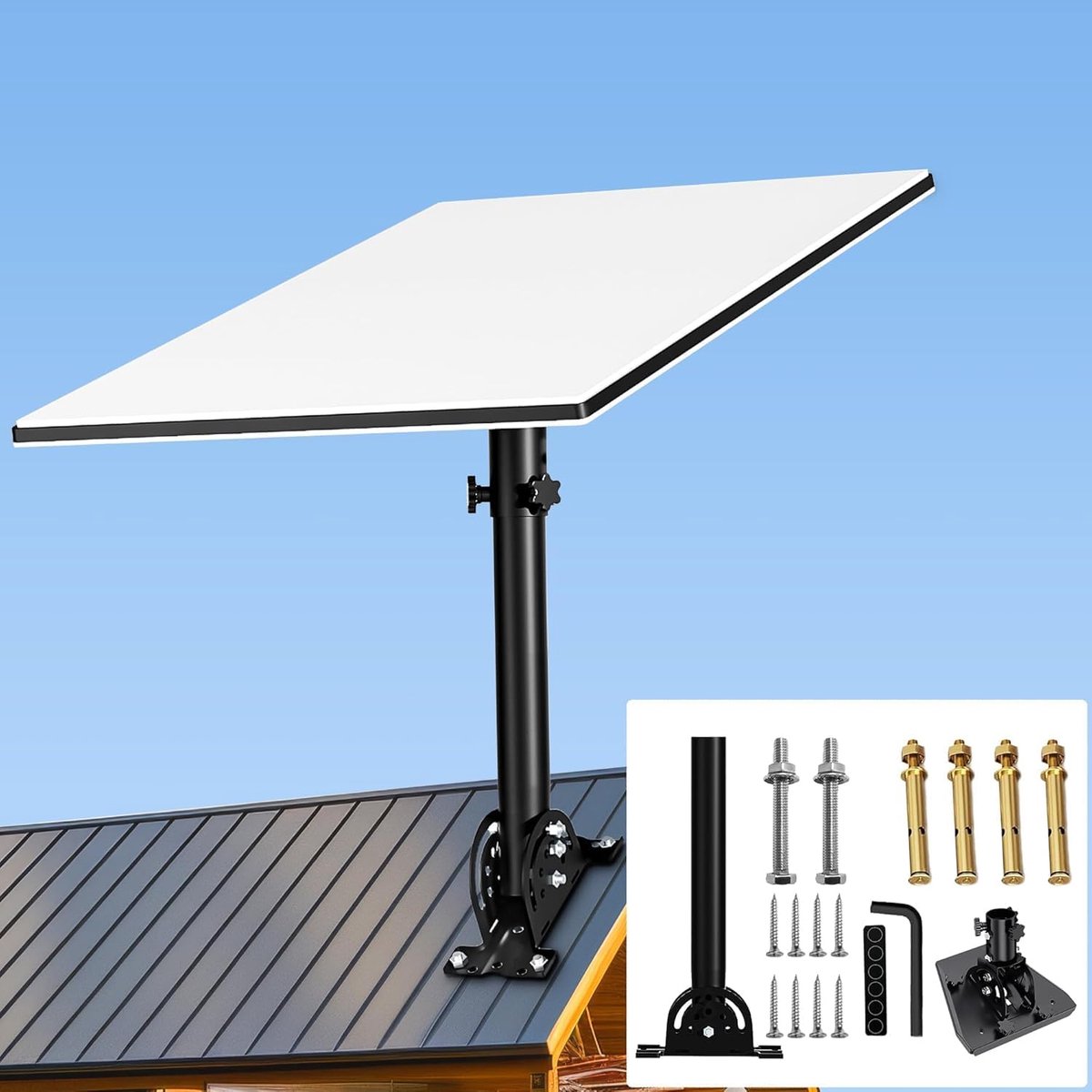 Gen 3 Beugel 360 graden draaibaar met buisadapter Universele dakmontageset voor standaard satellietschotels en antennes zwart