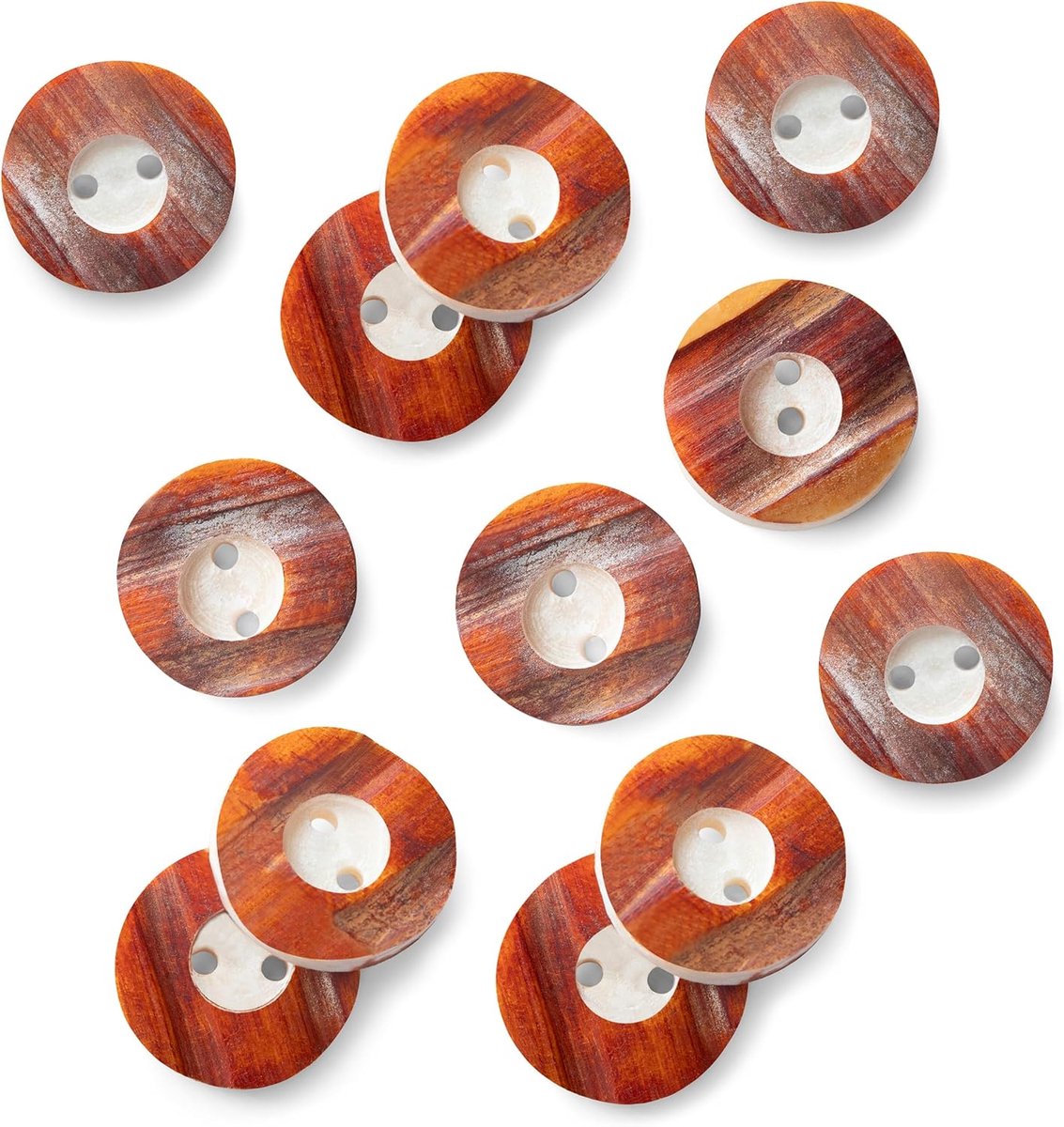 Trachten Couture originele hoornknopen, knopen voor lederhose, 2-gats klederdrachtknopen - 4x/8x/12x in verschillende kleuren & diameters (Havana bruin, 18mm / 12x knopen)