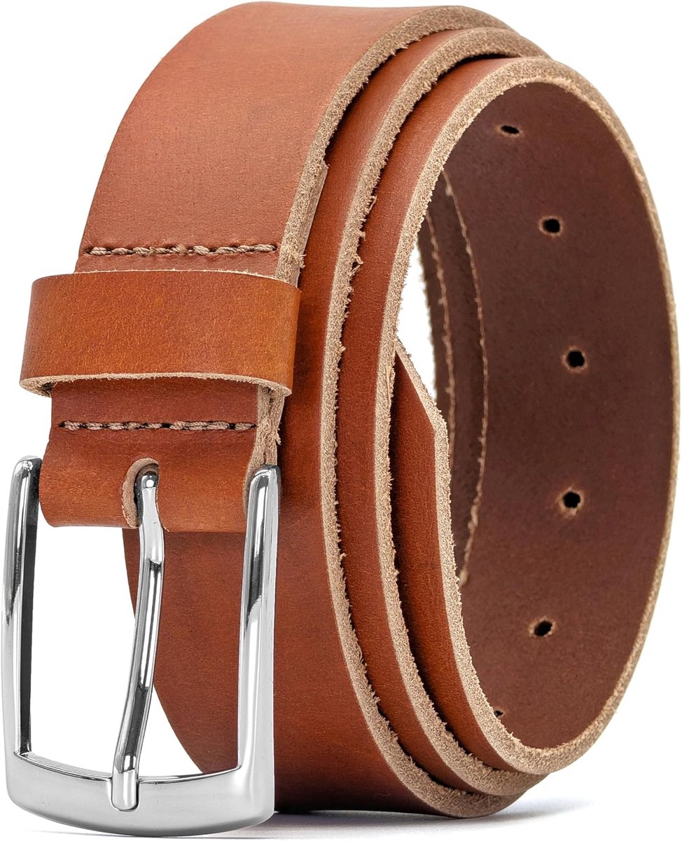 Ridge Gemaakt in Engeland 34mm Volnerf lederen riem met klassieke gesp, bruin, XXL (112/122 cm Taille)